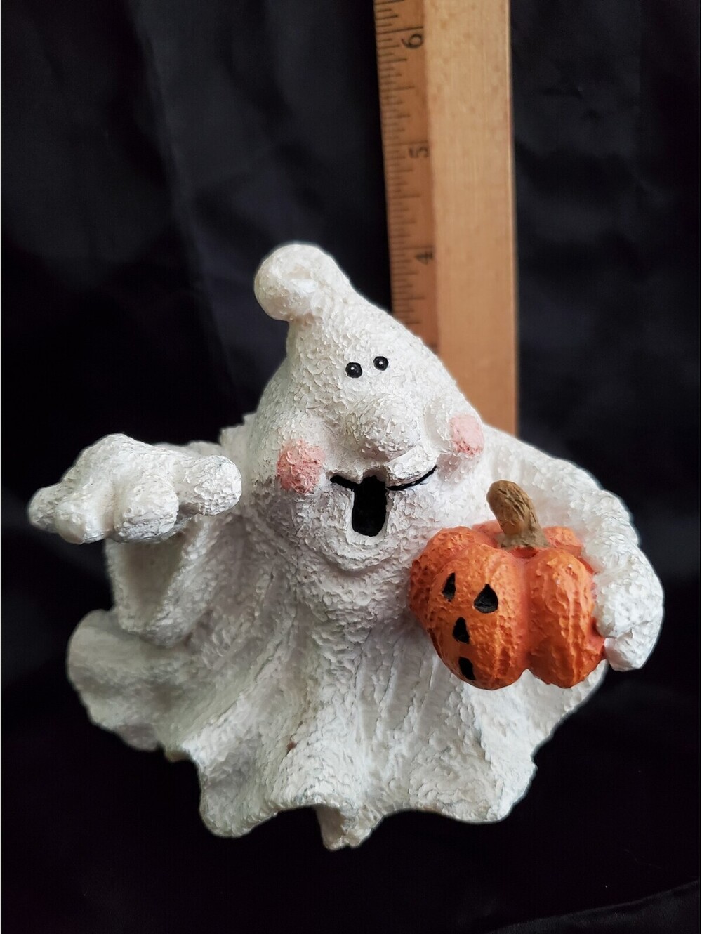 Vtg Resin Ghost With Pumpkin